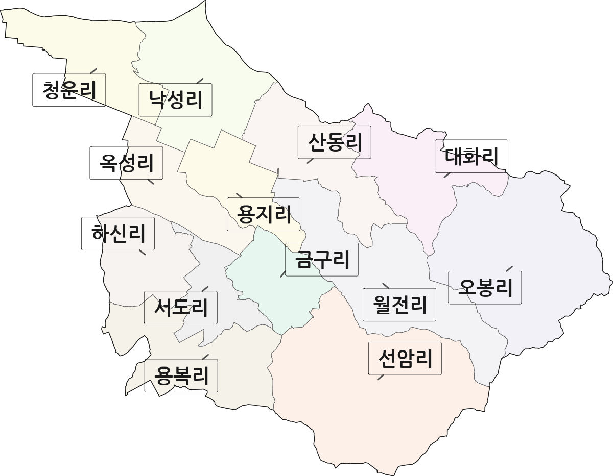 전북특별자치도 김제시 금구면 법정동 리 구분 행정구역 경계 지도