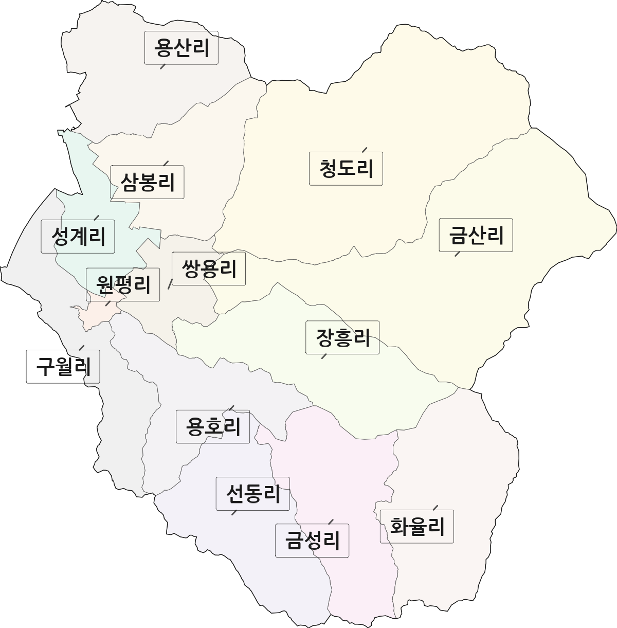 전북특별자치도 김제시 금산면 법정동 리 구분 행정구역 경계 지도