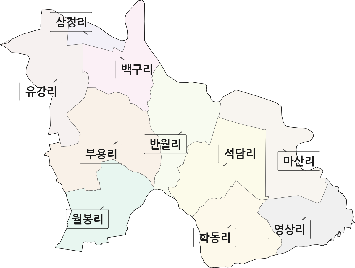 전북특별자치도 김제시 백구면 법정동 리 구분 행정구역 경계 지도