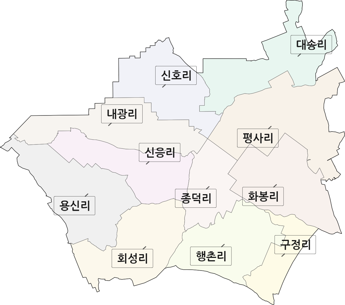 전북특별자치도 김제시 봉남면 법정동 리 구분 행정구역 경계 지도