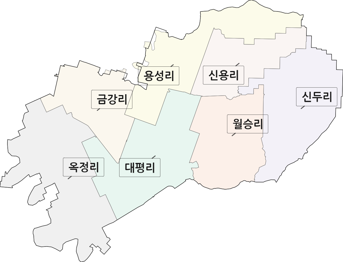전북특별자치도 김제시 부량면 법정동 리 구분 행정구역 경계 지도