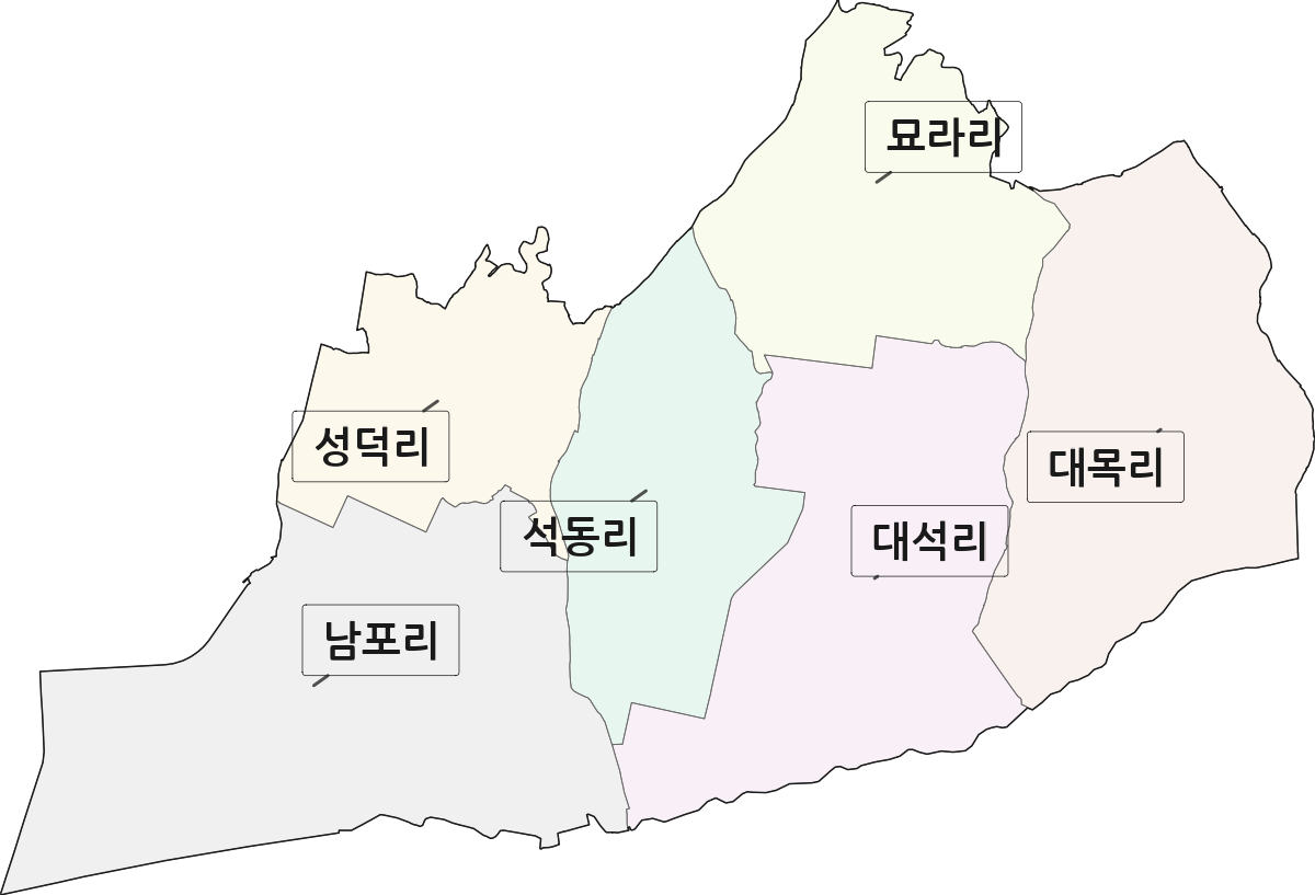 전북특별자치도 김제시 성덕면 법정동 리 구분 행정구역 경계 지도