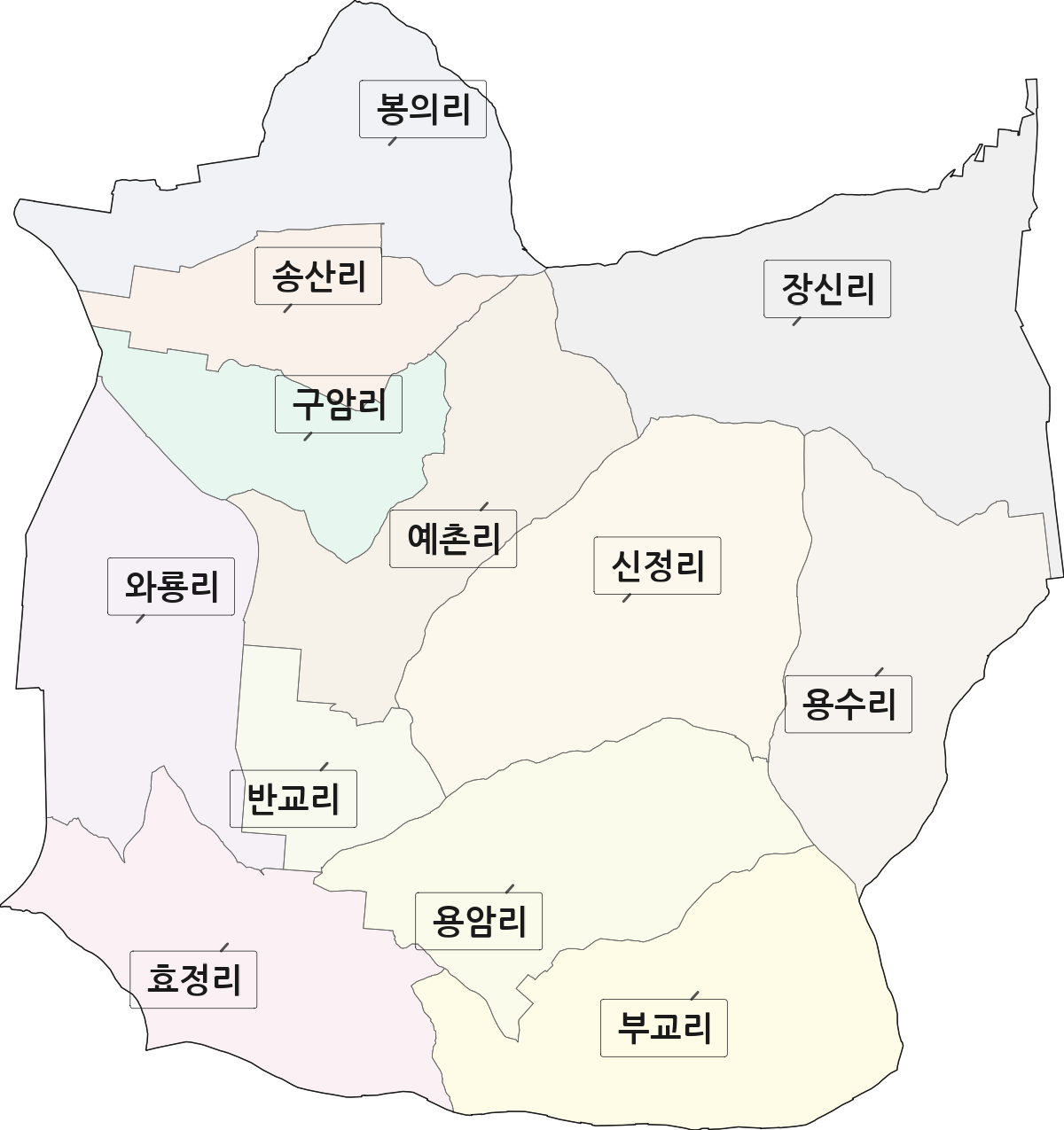 전북특별자치도 김제시 용지면 법정동 리 구분 행정구역 경계 지도