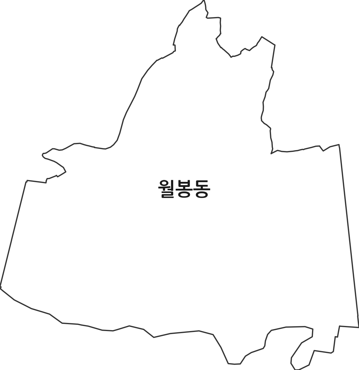 전북특별자치도 김제시 월봉동 법정동 행정구역 경계 지도