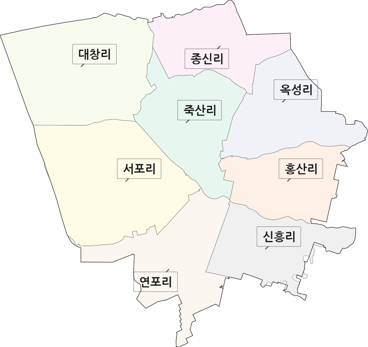 전북특별자치도 김제시 죽산면 법정동 리 구분 행정구역 경계 지도