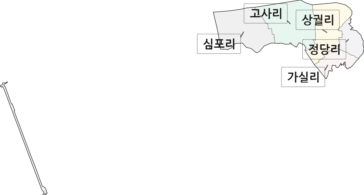 전북특별자치도 김제시 진봉면 법정동 리 구분 행정구역 경계 지도