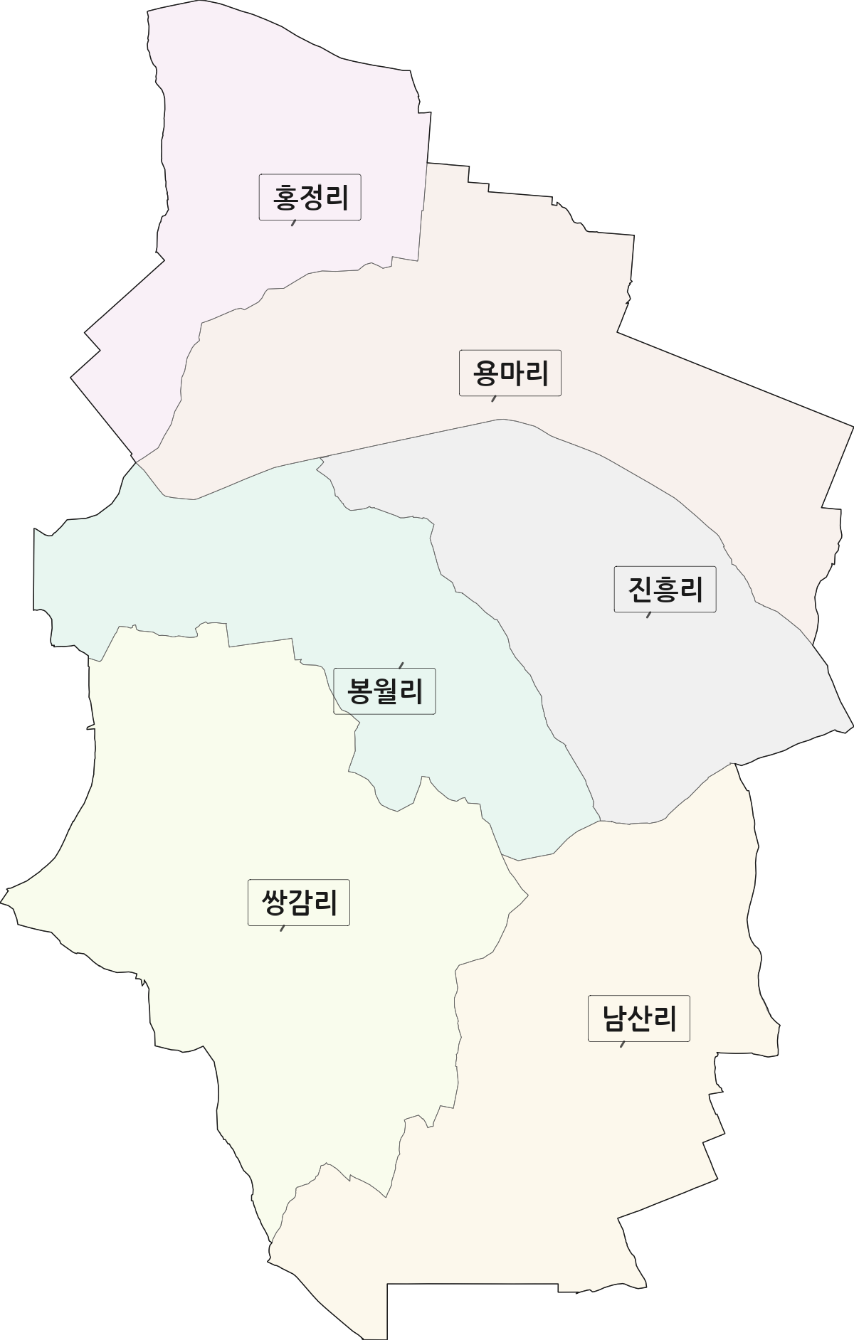 전북특별자치도 김제시 황산면 법정동 리 구분 행정구역 경계 지도