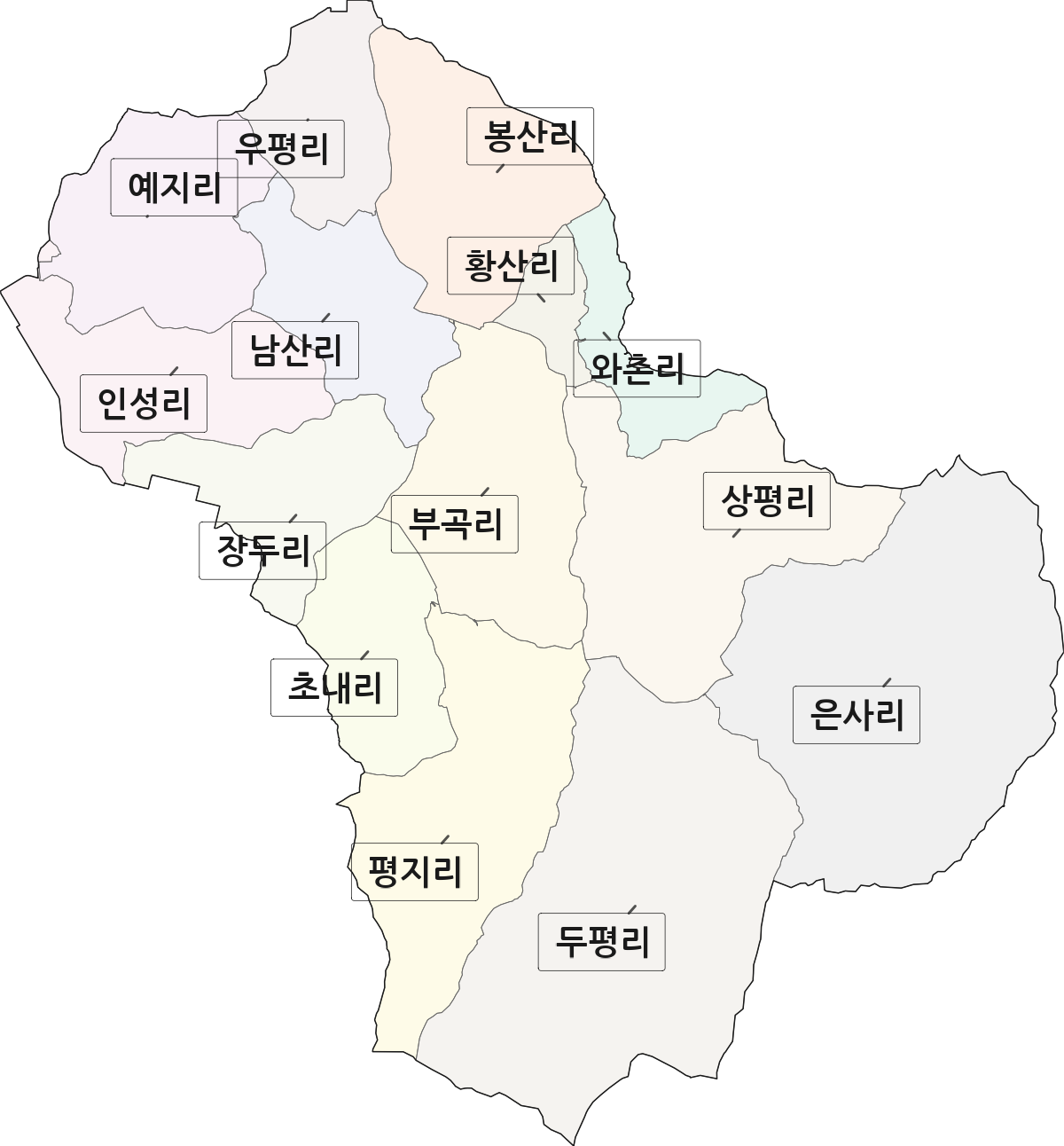 전북특별자치도 고창군 고수면 법정동 리 구분 행정구역 경계 지도