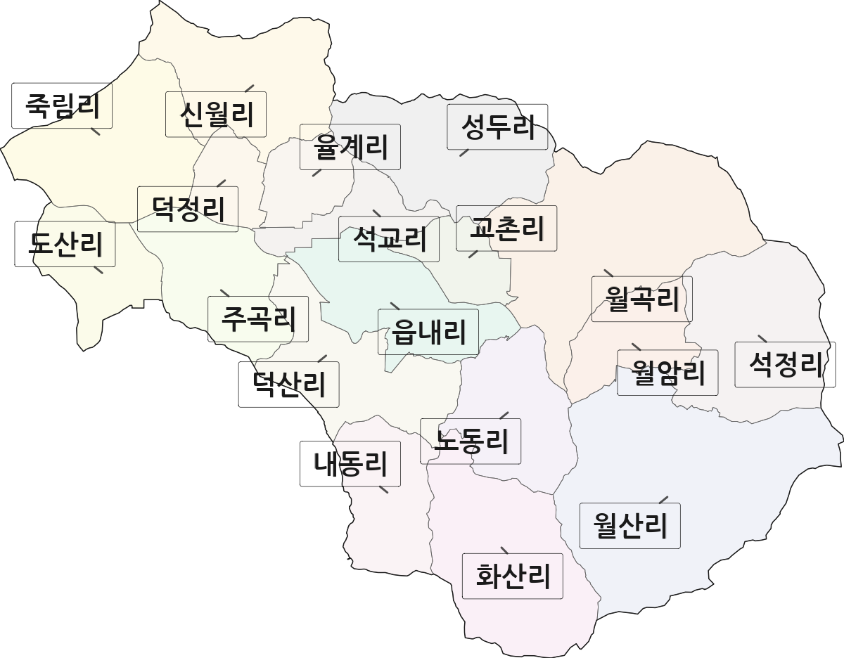 전북특별자치도 고창군 고창읍 법정동 리 구분 행정구역 경계 지도