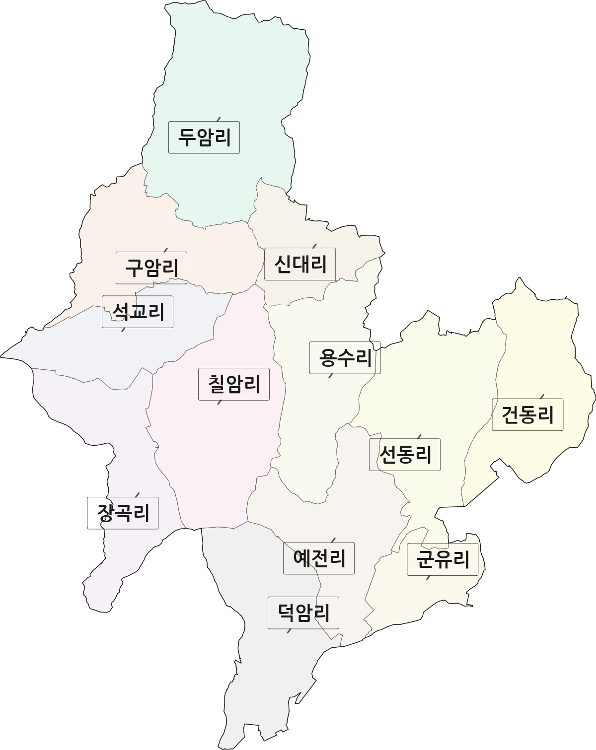 전북특별자치도 고창군 공음면 법정동 리 구분 행정구역 경계 지도