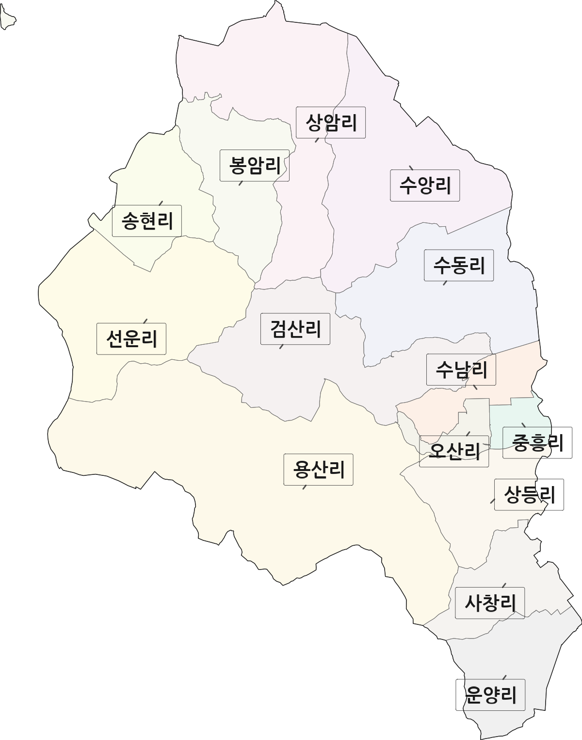 전북특별자치도 고창군 부안면 법정동 리 구분 행정구역 경계 지도