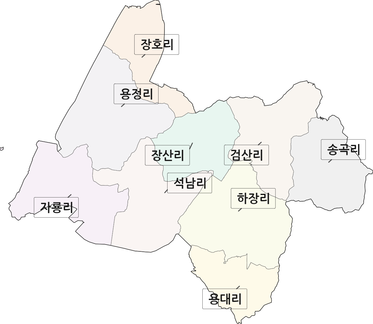 전북특별자치도 고창군 상하면 법정동 리 구분 행정구역 경계 지도