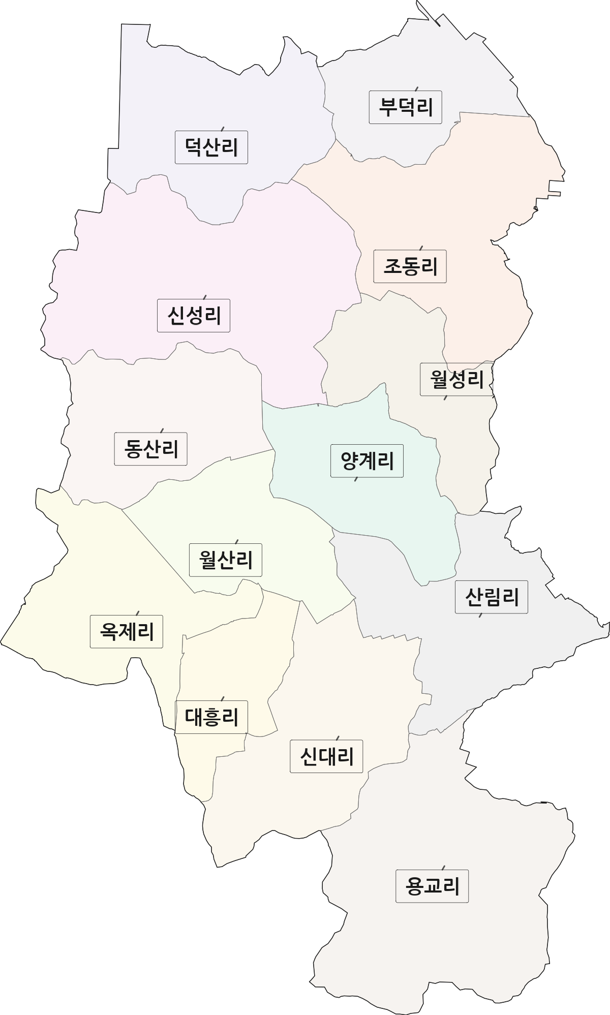 전북특별자치도 고창군 성내면 법정동 리 구분 행정구역 경계 지도