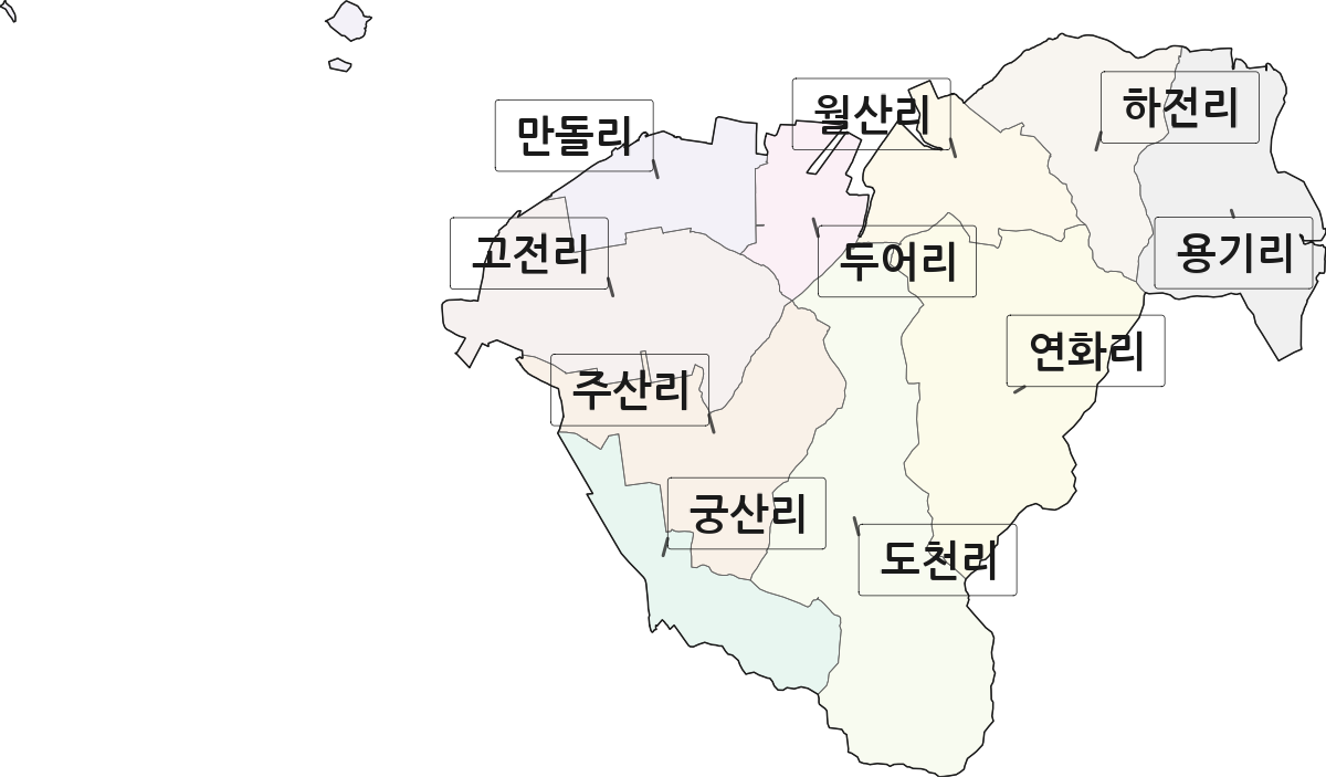 전북특별자치도 고창군 심원면 법정동 리 구분 행정구역 경계 지도