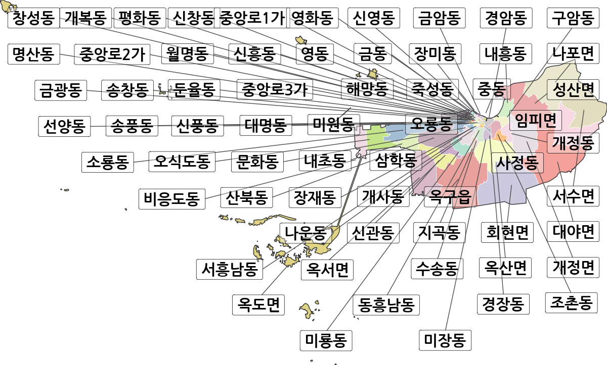 전북특별자치도 군산시 법정동 행정구역 경계 지도