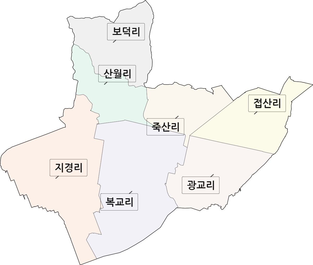 전북특별자치도 군산시 대야면 법정동 리 구분 행정구역 경계 지도