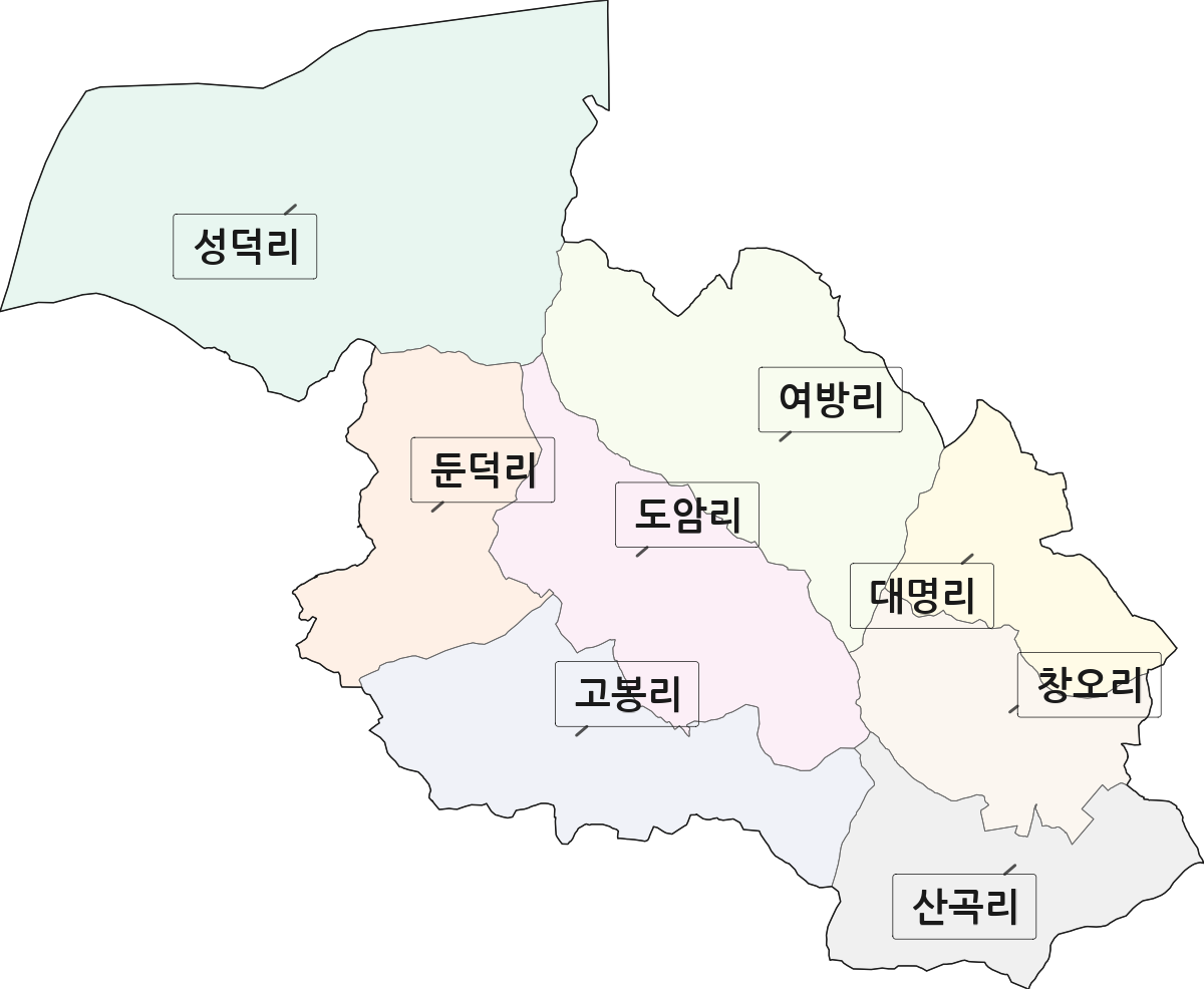 전북특별자치도 군산시 성산면 법정동 리 구분 행정구역 경계 지도