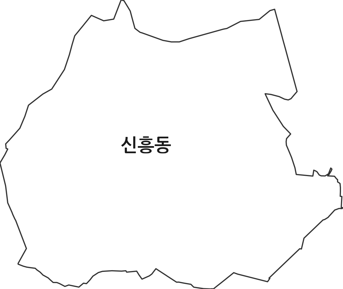 전북특별자치도 군산시 신흥동 법정동 행정구역 경계 지도
