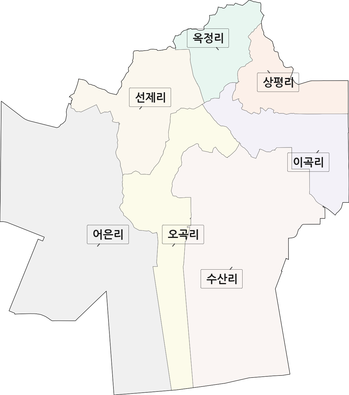 전북특별자치도 군산시 옥구읍 법정동 리 구분 행정구역 경계 지도