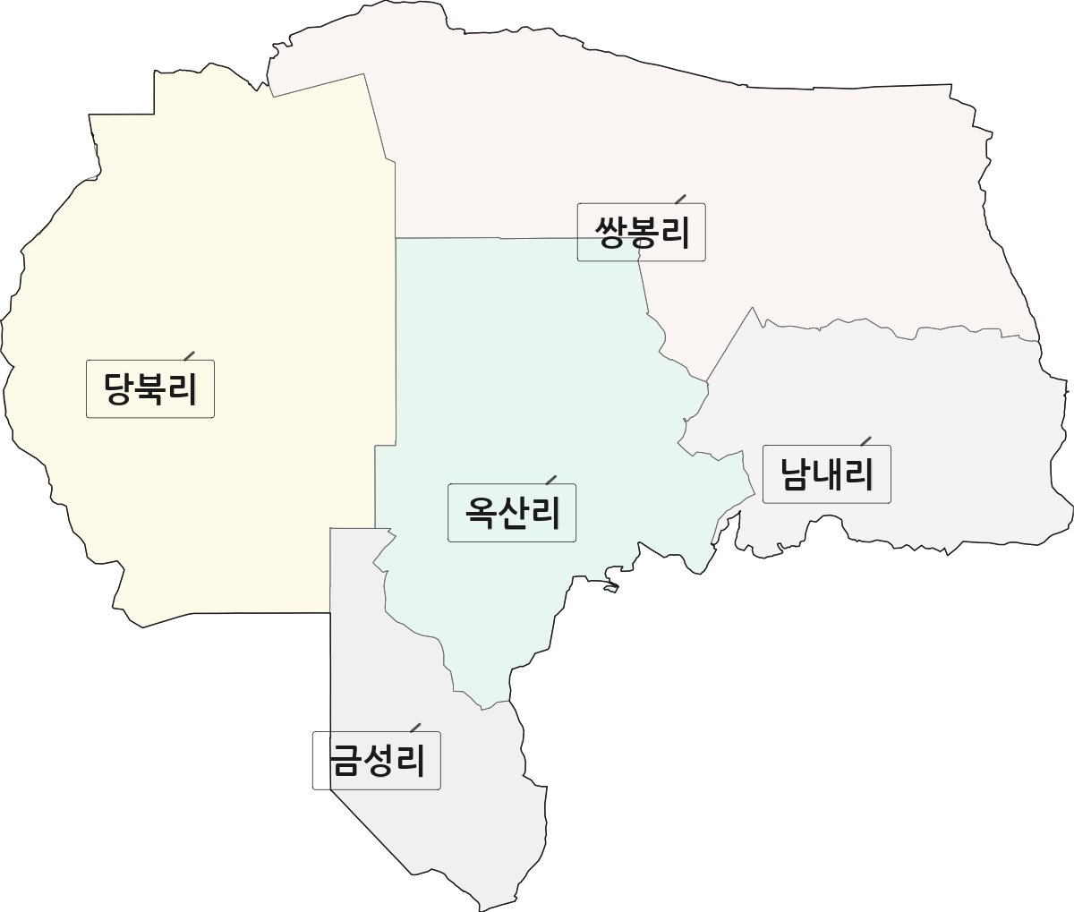 전북특별자치도 군산시 옥산면 법정동 리 구분 행정구역 경계 지도