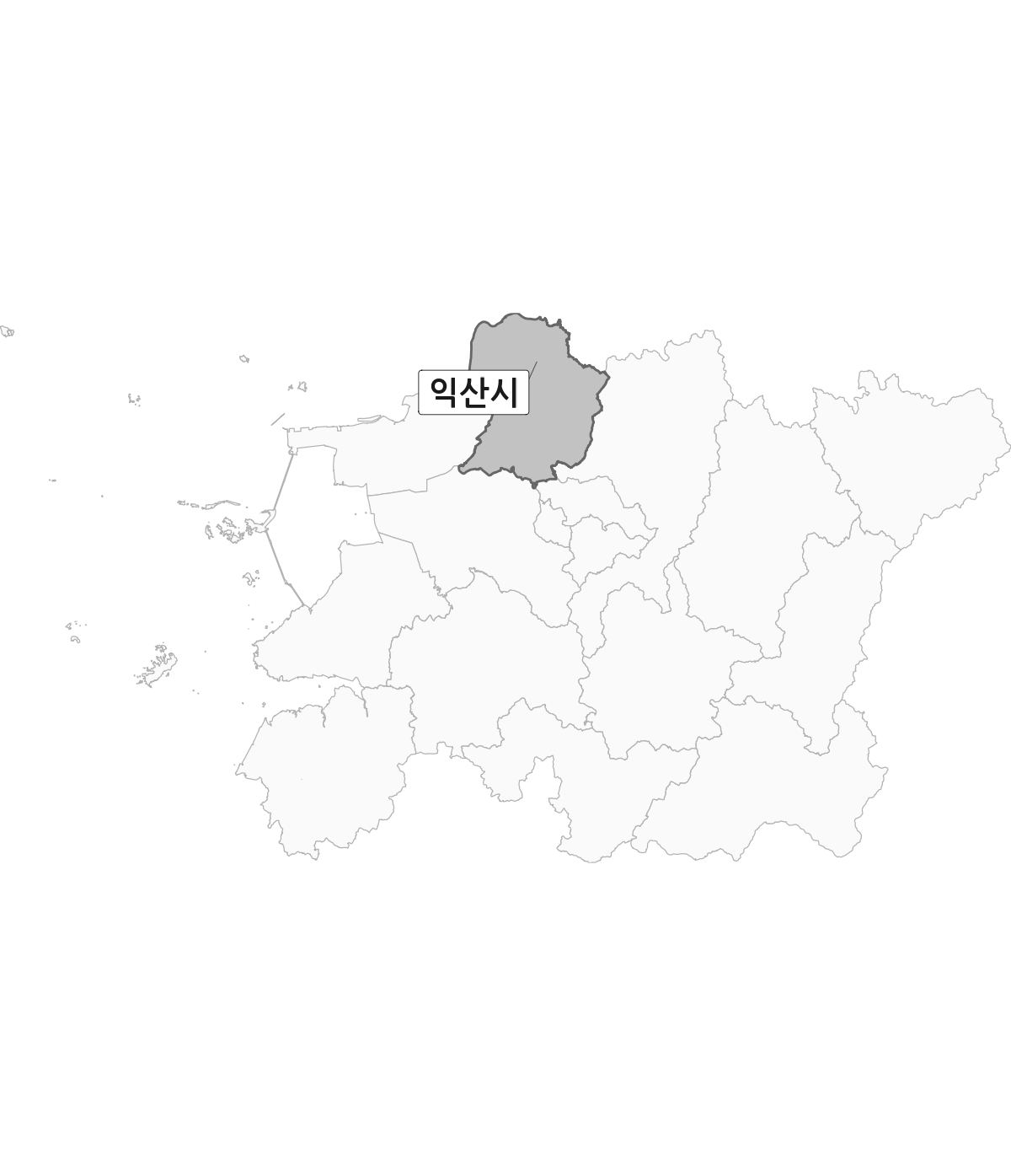 전북특별자치도 범위 내 익산시 행정구역 경계 지도