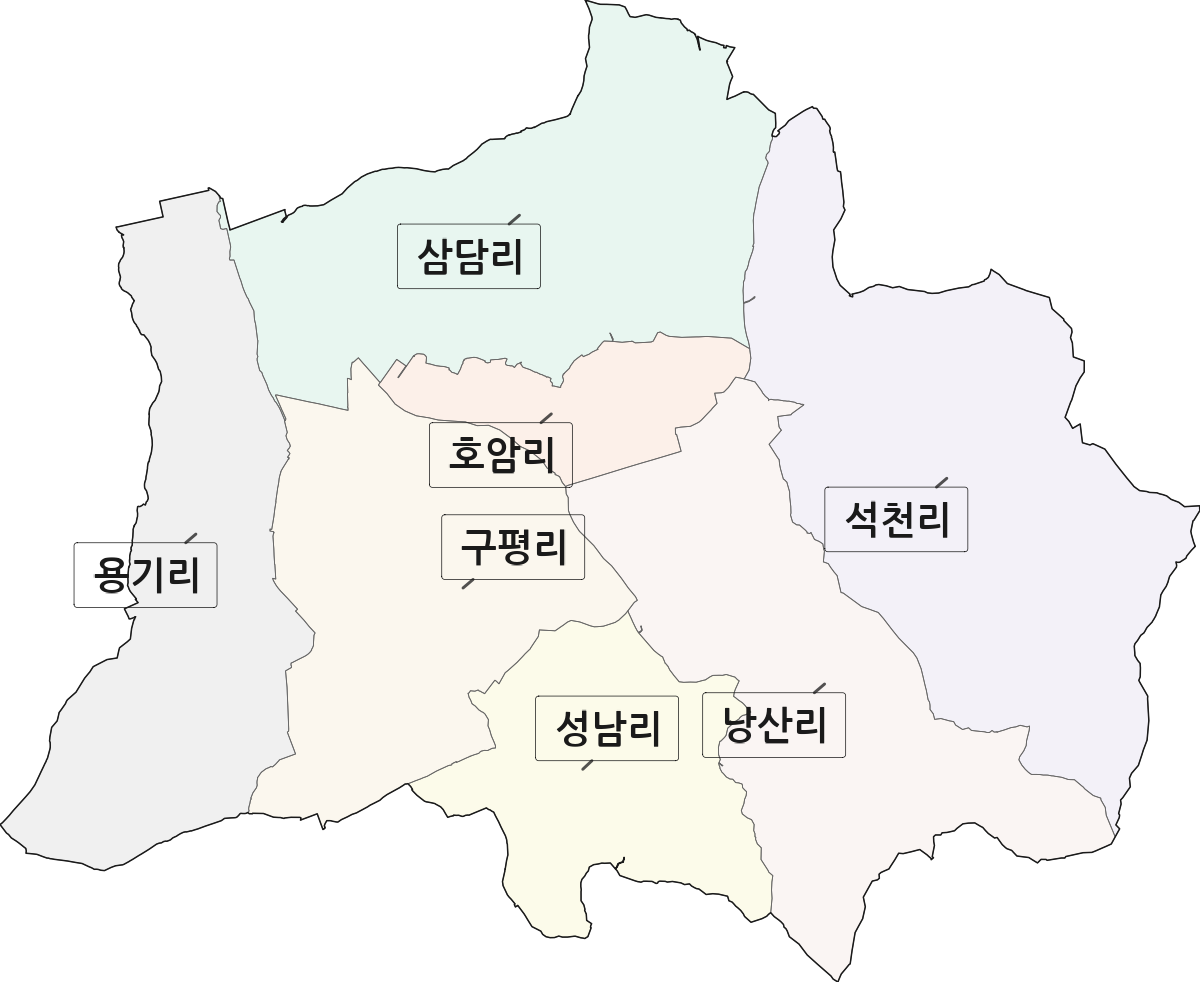 전북특별자치도 익산시 낭산면 법정동 리 구분 행정구역 경계 지도