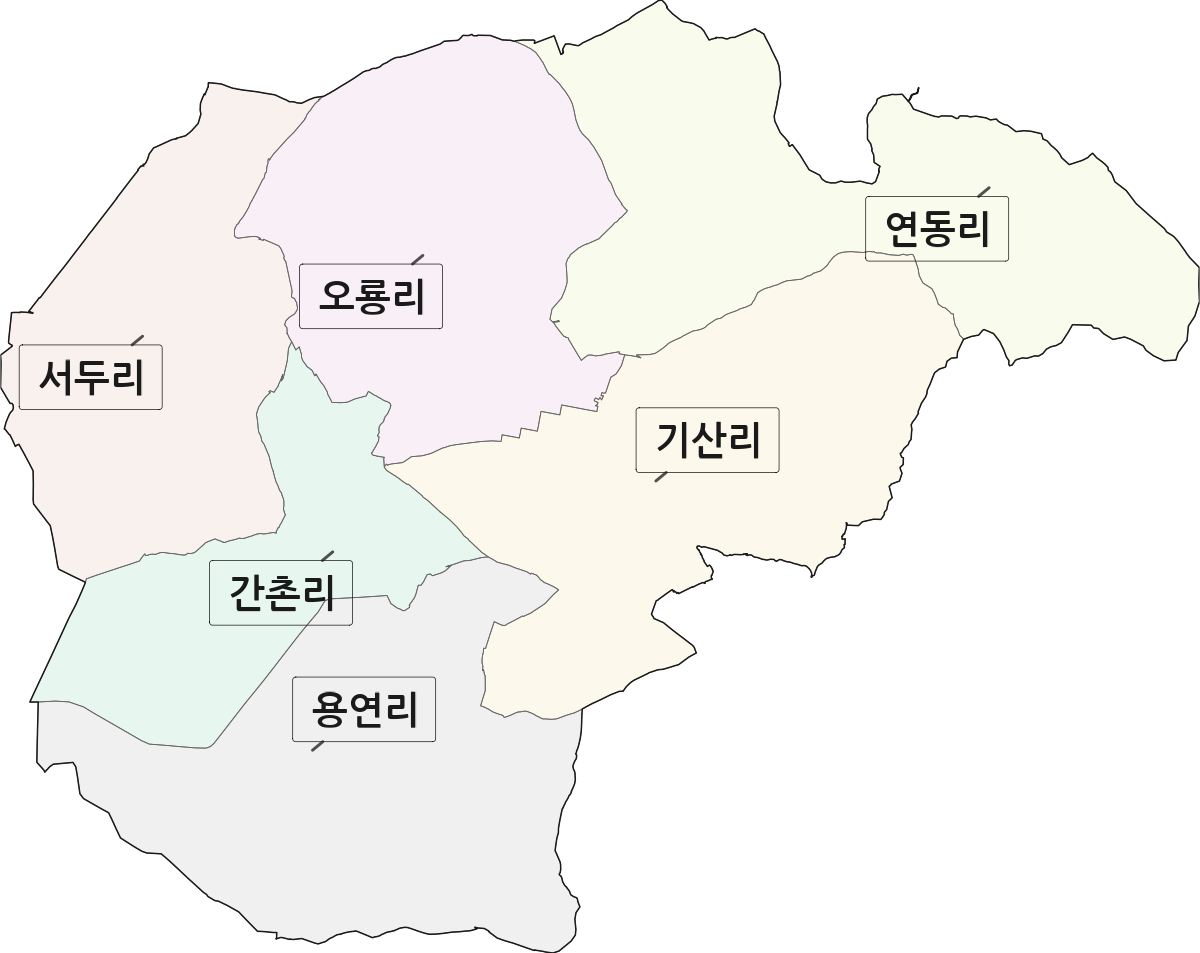 전북특별자치도 익산시 삼기면 법정동 리 구분 행정구역 경계 지도