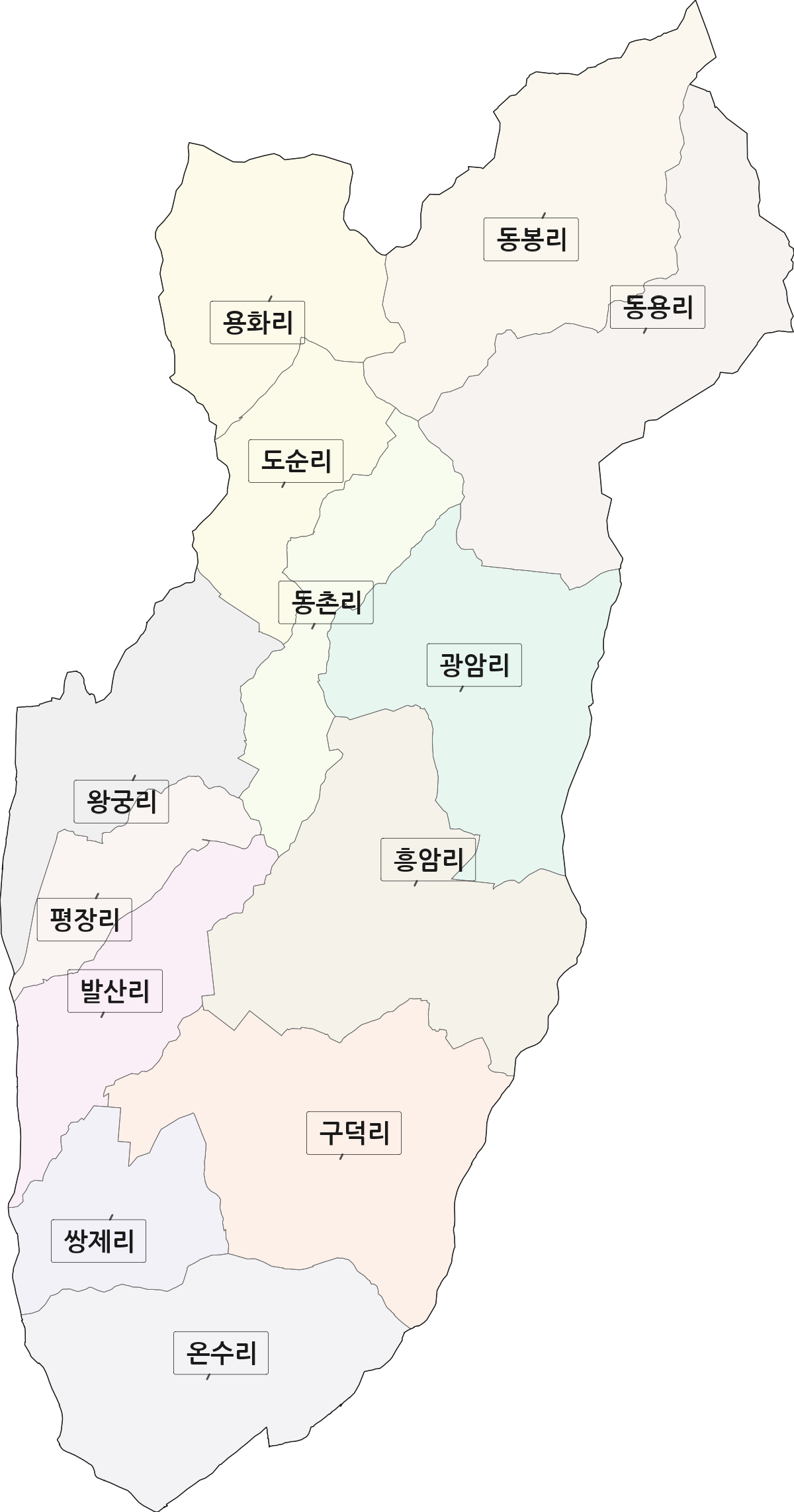 전북특별자치도 익산시 왕궁면 법정동 리 구분 행정구역 경계 지도