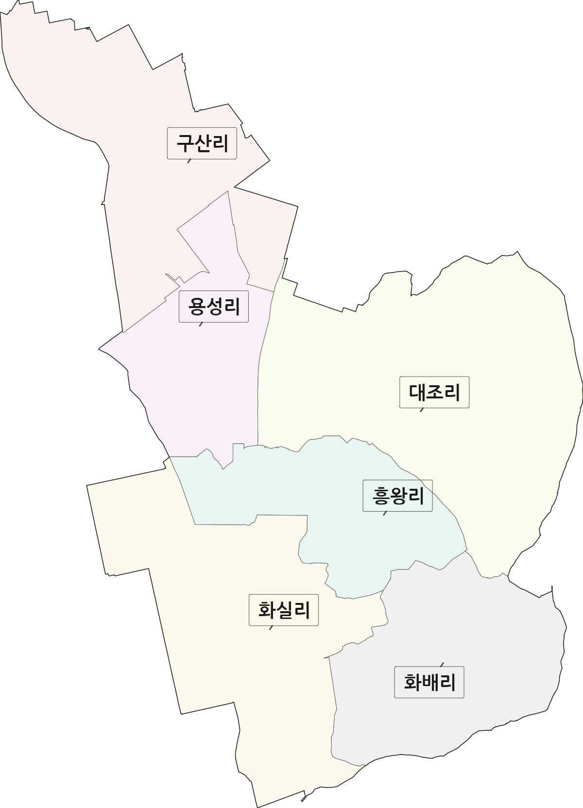 전북특별자치도 익산시 용동면 법정동 리 구분 행정구역 경계 지도