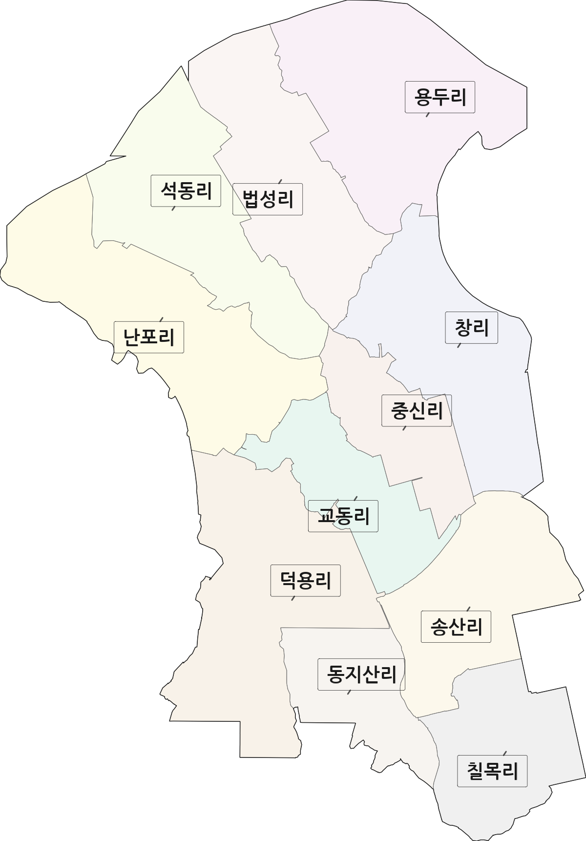 전북특별자치도 익산시 용안면 법정동 리 구분 행정구역 경계 지도