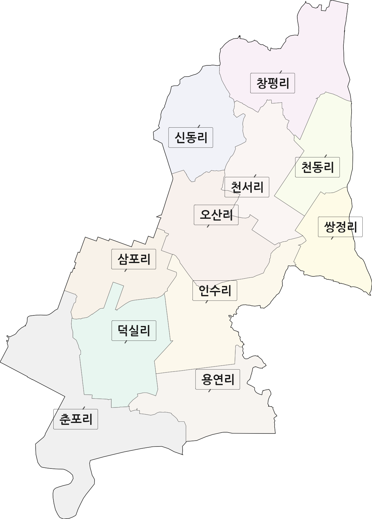 전북특별자치도 익산시 춘포면 법정동 리 구분 행정구역 경계 지도