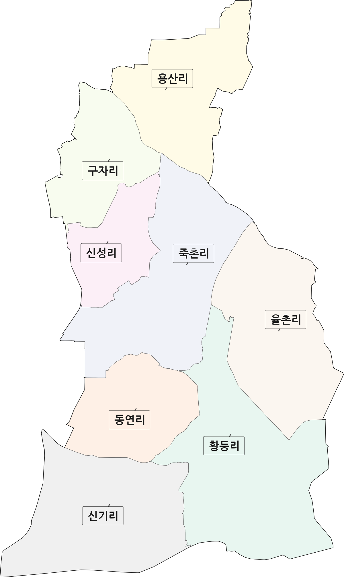 전북특별자치도 익산시 황등면 법정동 리 구분 행정구역 경계 지도