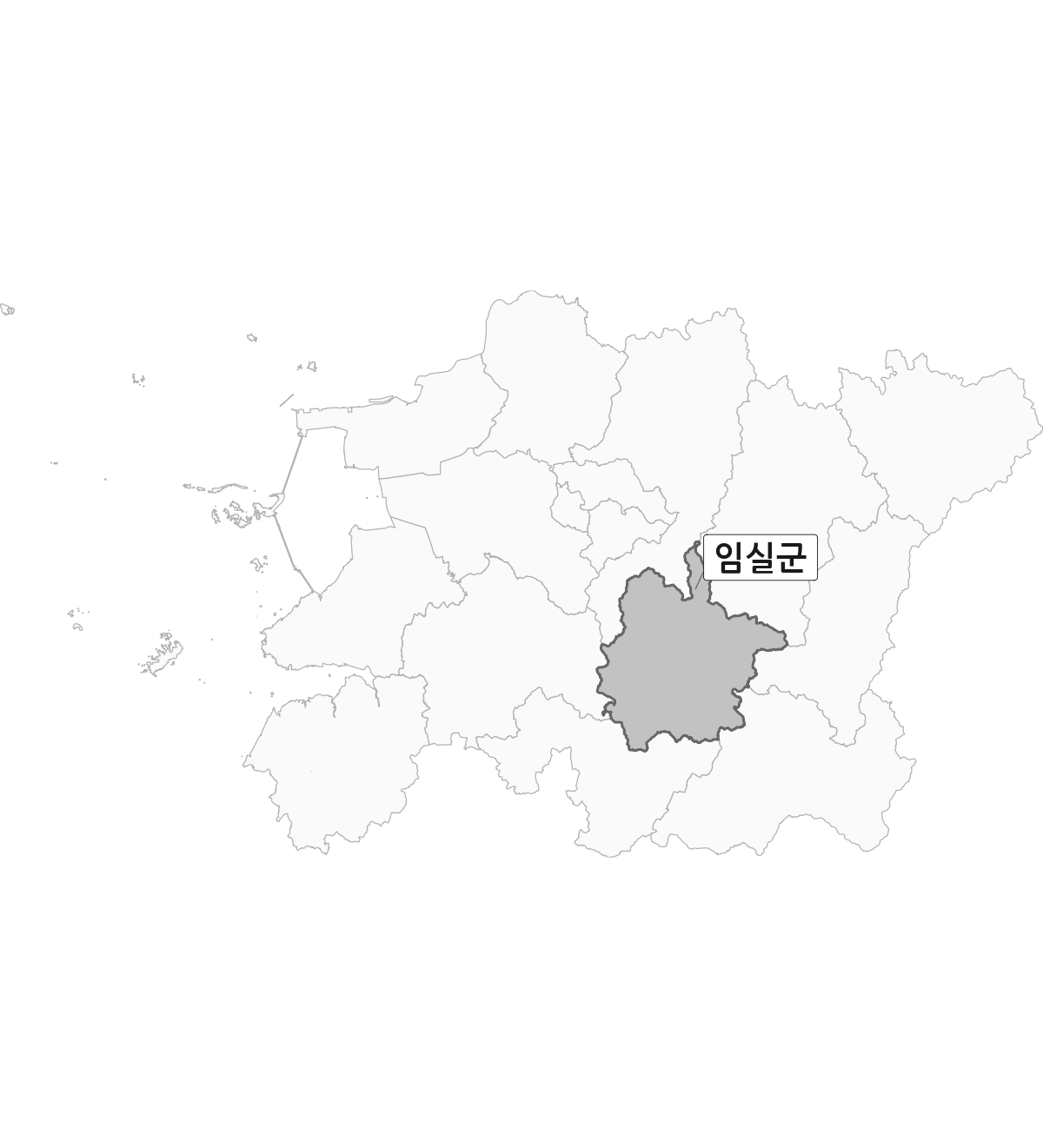 전북특별자치도 범위 내 임실군 행정구역 경계 지도