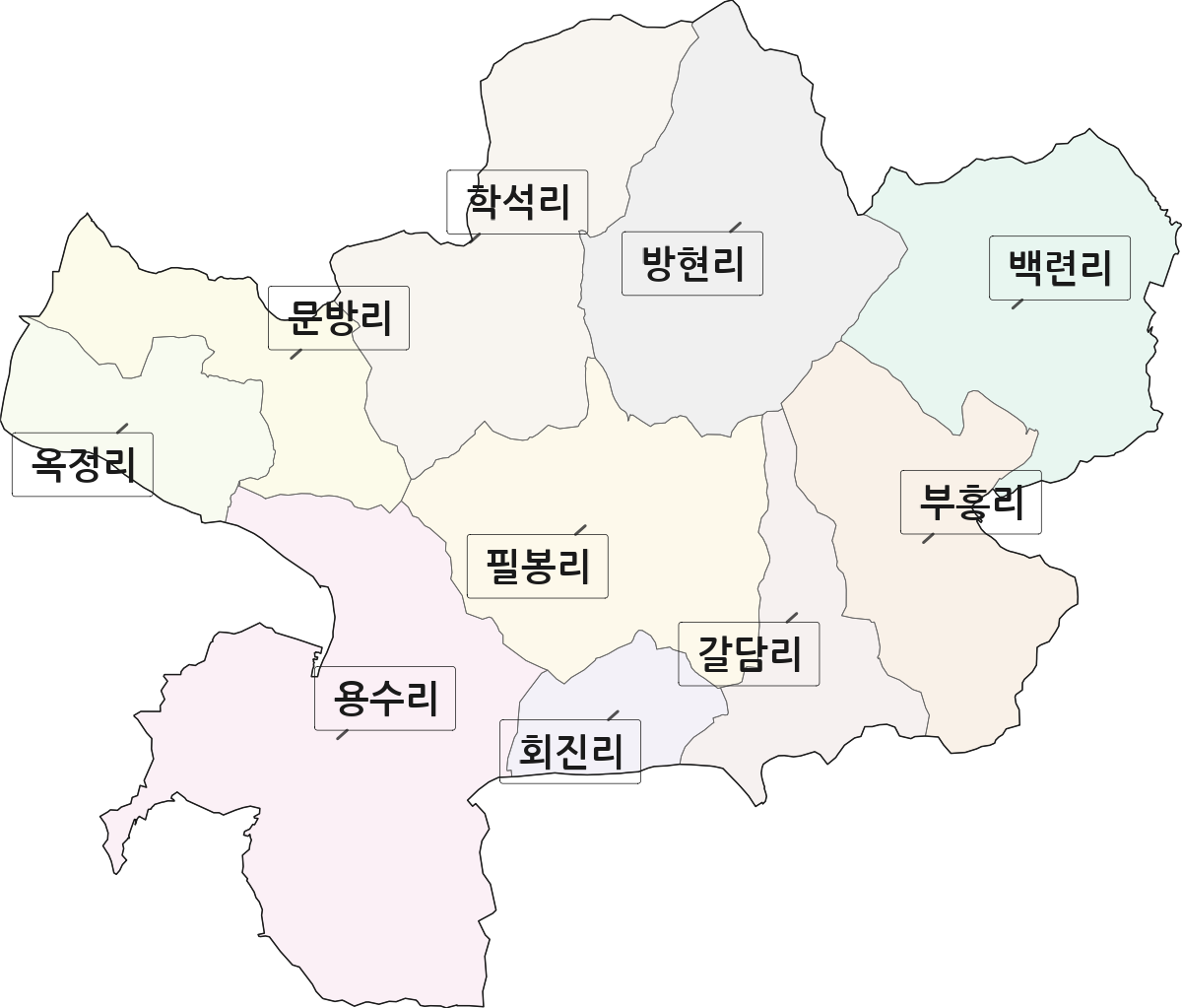 전북특별자치도 임실군 강진면 법정동 리 구분 행정구역 경계 지도