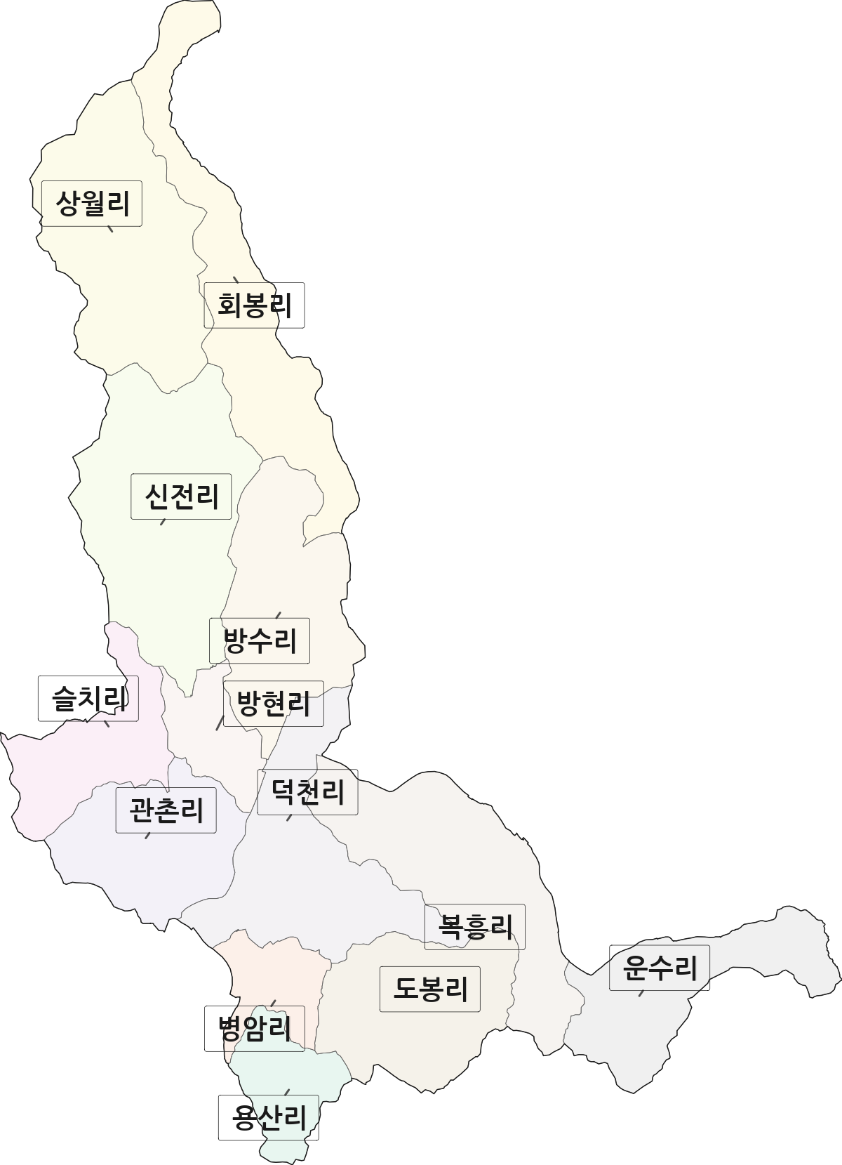 전북특별자치도 임실군 관촌면 법정동 리 구분 행정구역 경계 지도