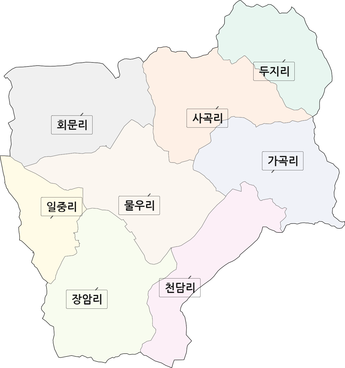전북특별자치도 임실군 덕치면 법정동 리 구분 행정구역 경계 지도