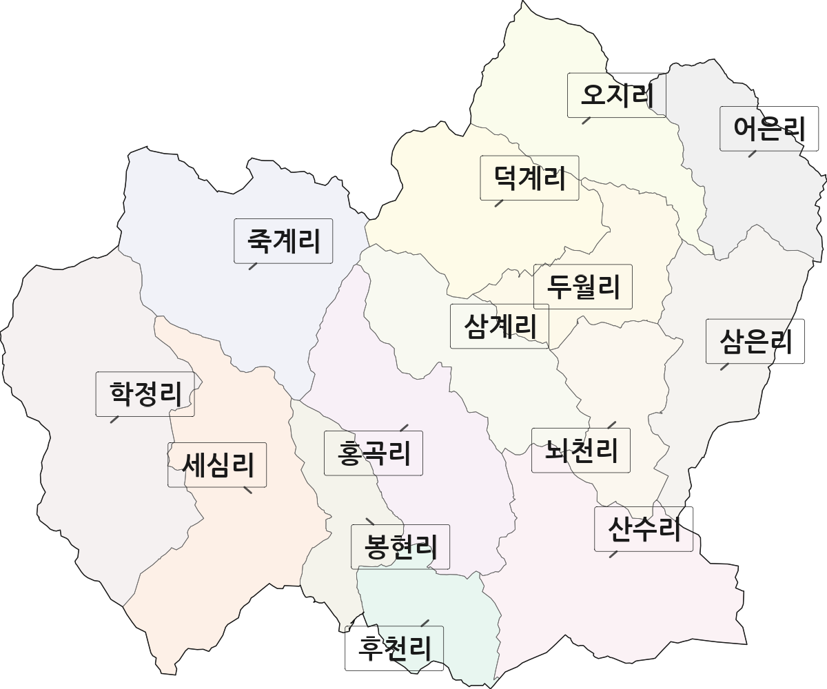 전북특별자치도 임실군 삼계면 법정동 리 구분 행정구역 경계 지도