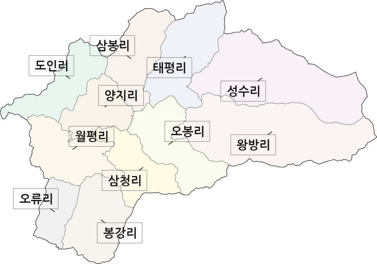 전북특별자치도 임실군 성수면 법정동 리 구분 행정구역 경계 지도