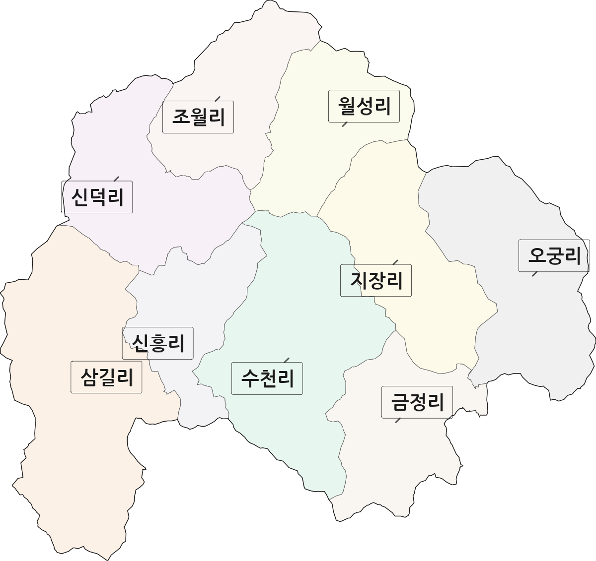 전북특별자치도 임실군 신덕면 법정동 리 구분 행정구역 경계 지도