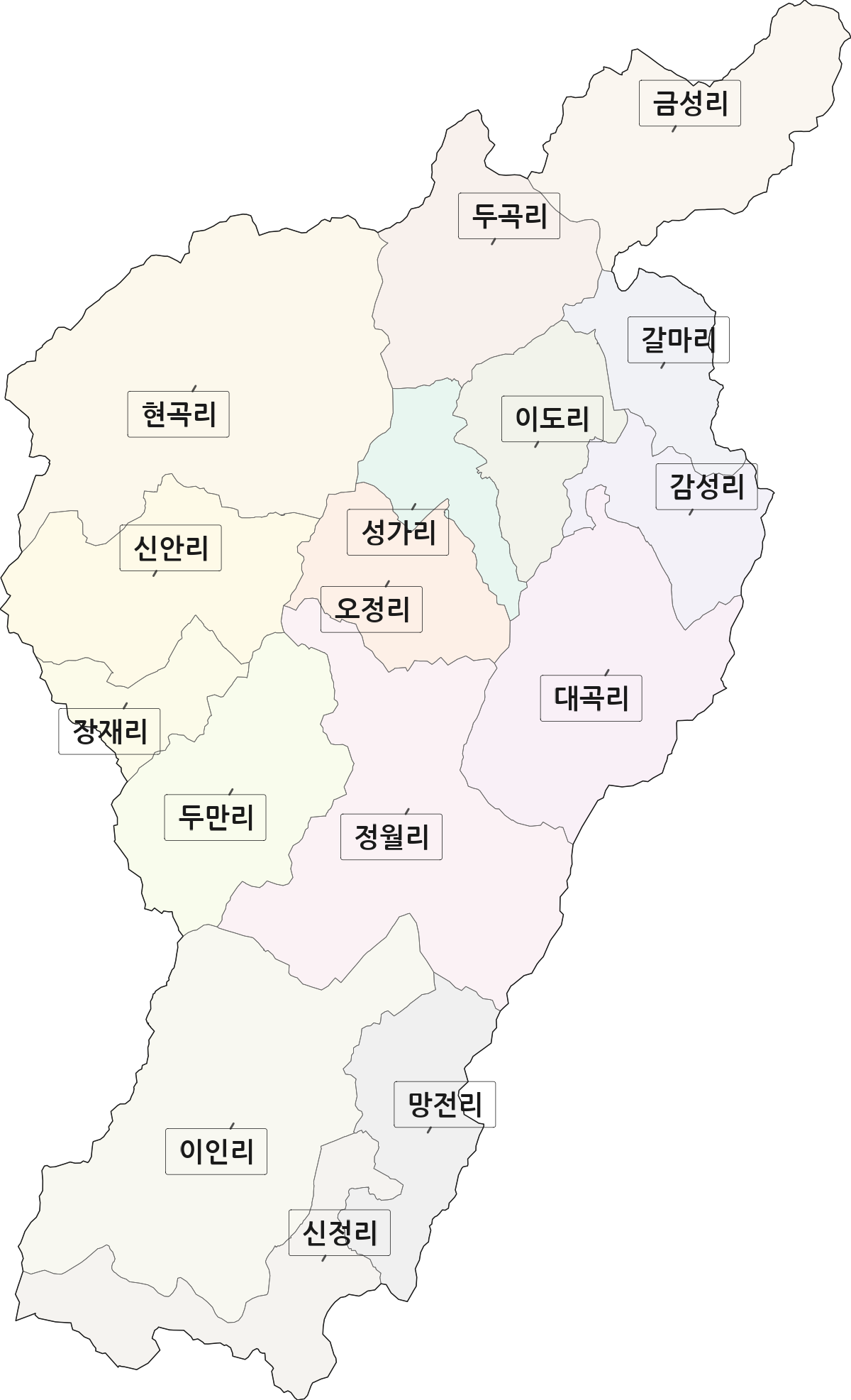 전북특별자치도 임실군 임실읍 법정동 리 구분 행정구역 경계 지도