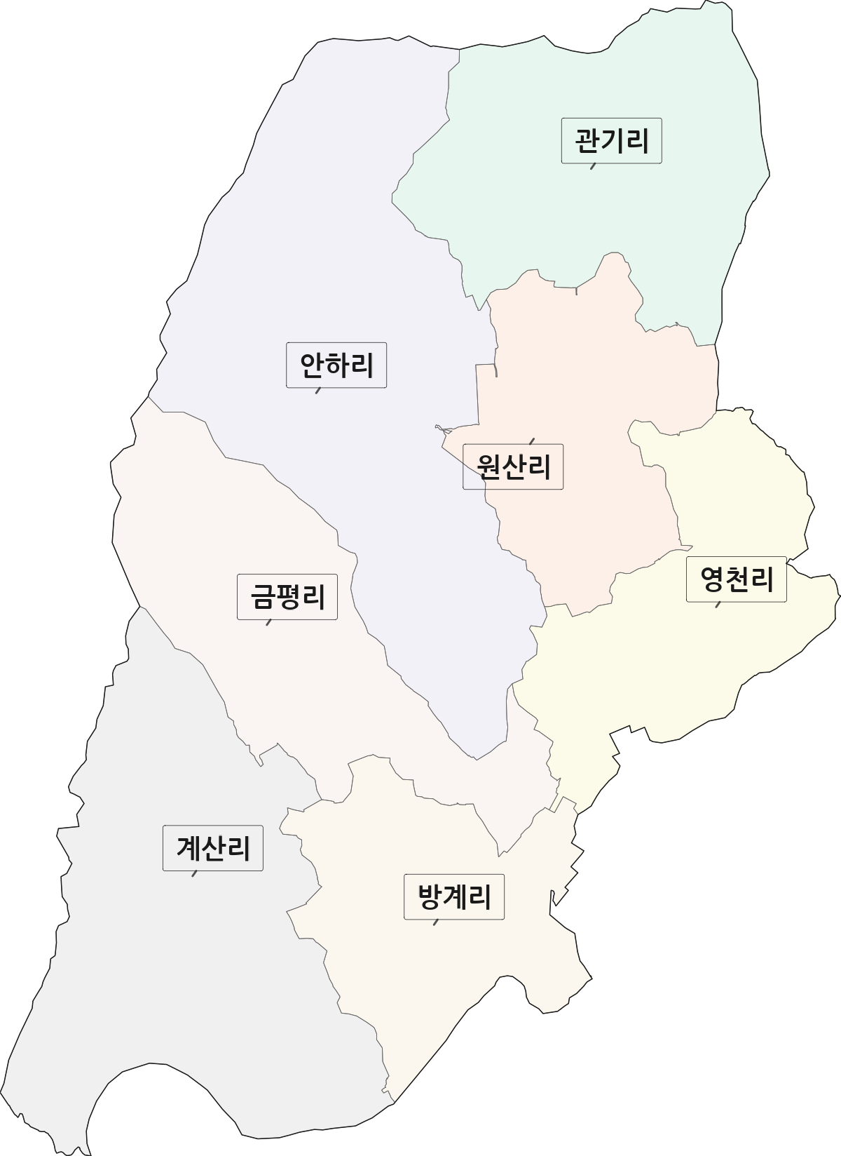 전북특별자치도 임실군 지사면 법정동 리 구분 행정구역 경계 지도
