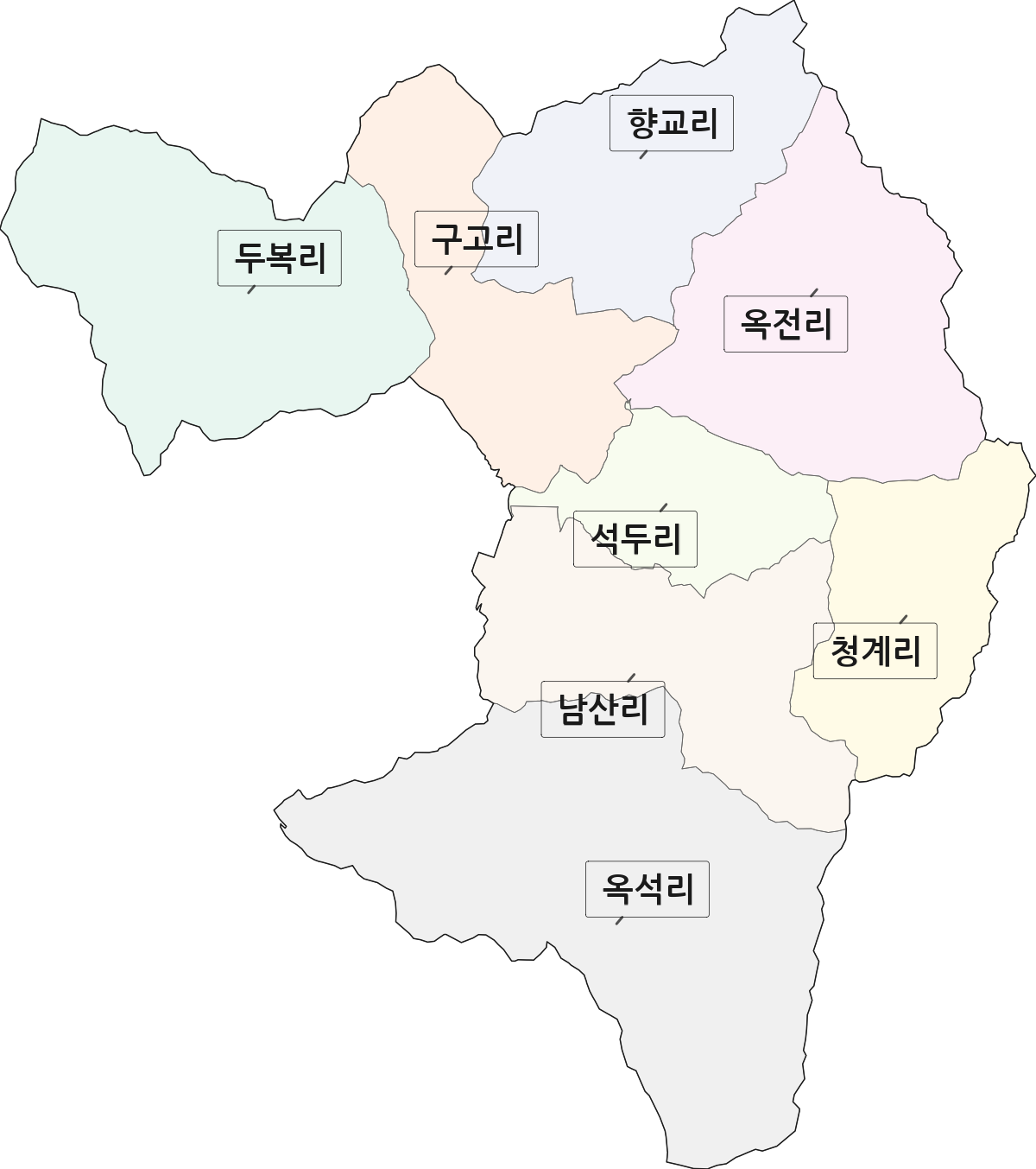전북특별자치도 임실군 청웅면 법정동 리 구분 행정구역 경계 지도