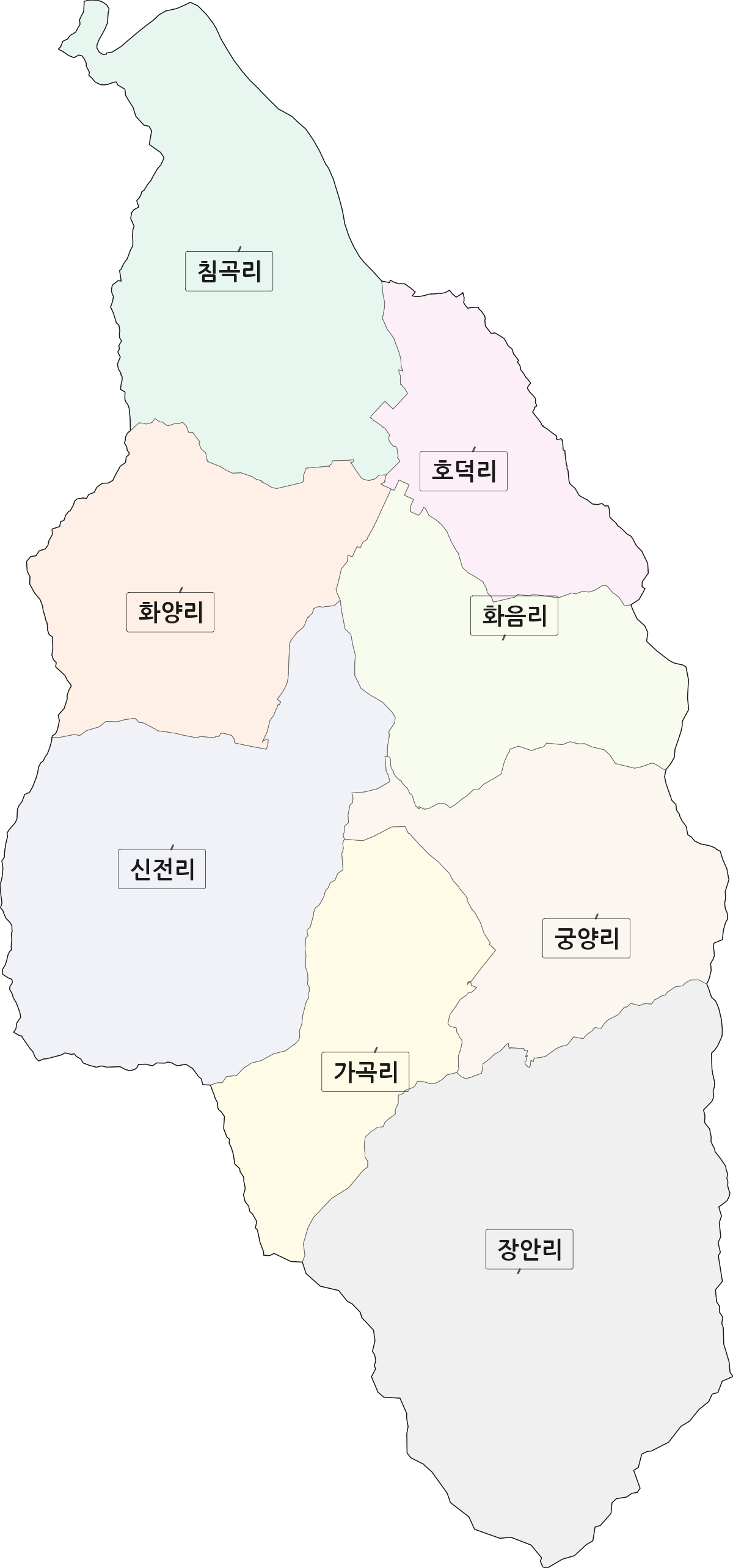 전북특별자치도 장수군 계남면 법정동 리 구분 행정구역 경계 지도