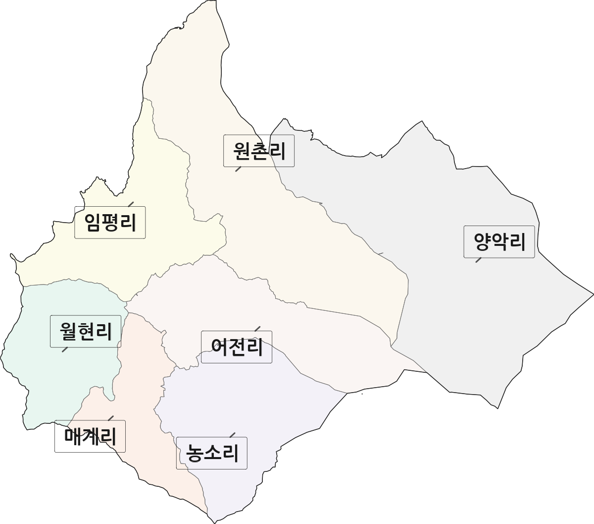 전북특별자치도 장수군 계북면 법정동 리 구분 행정구역 경계 지도