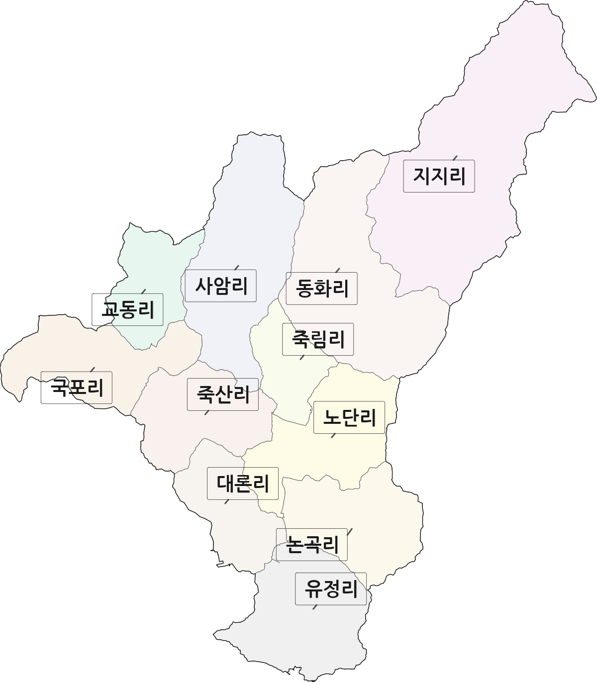 전북특별자치도 장수군 번암면 법정동 리 구분 행정구역 경계 지도