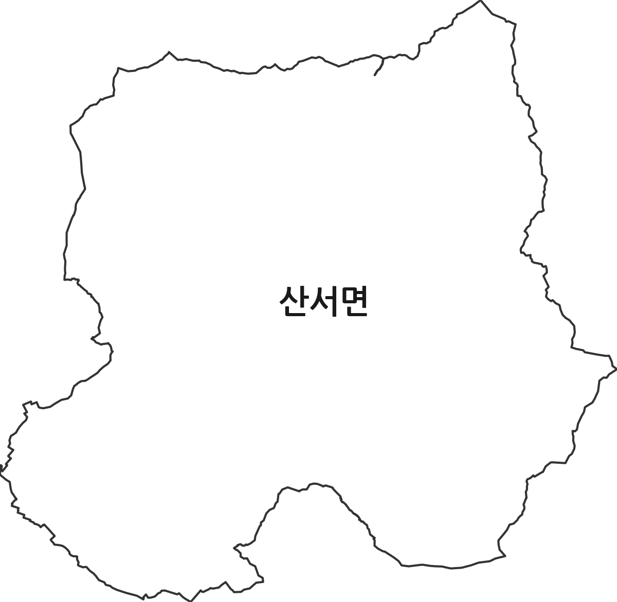 전북특별자치도 장수군 산서면 법정동 행정구역 경계 지도