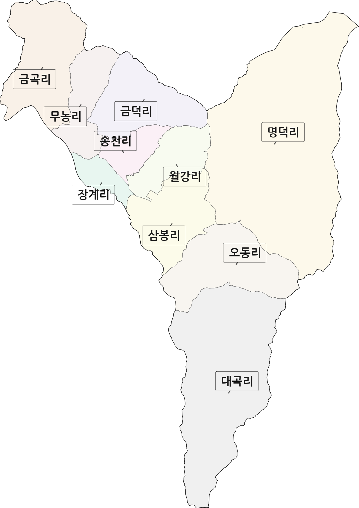 전북특별자치도 장수군 장계면 법정동 리 구분 행정구역 경계 지도