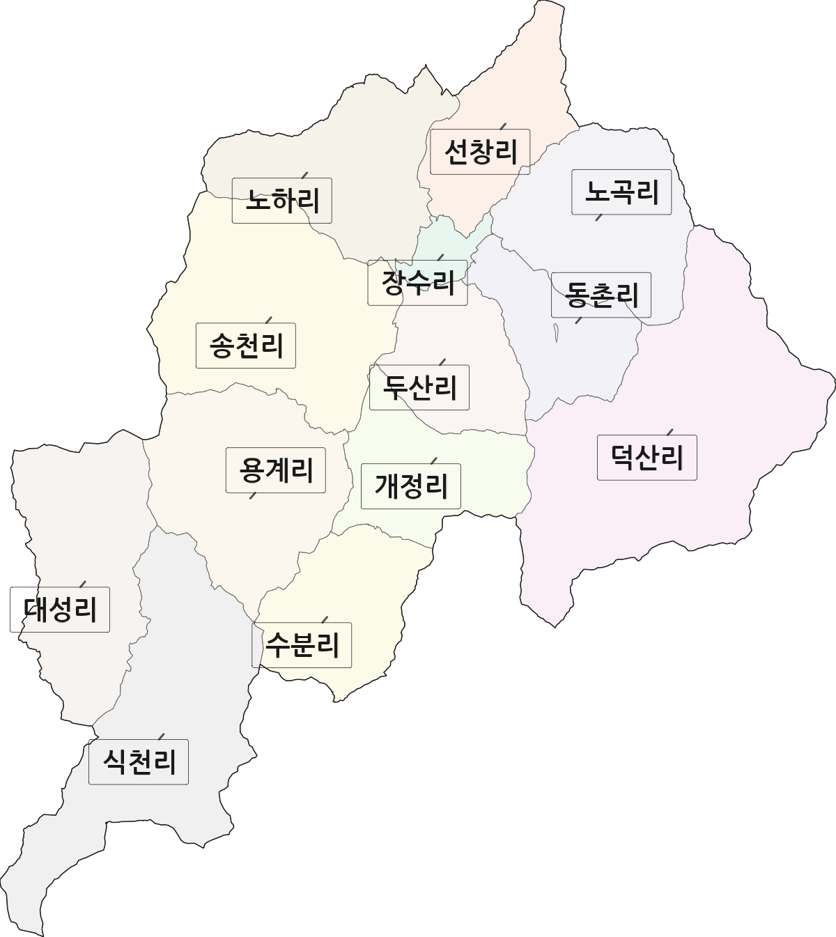 전북특별자치도 장수군 장수읍 법정동 리 구분 행정구역 경계 지도
