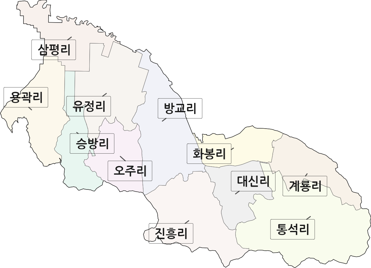 전북특별자치도 정읍시 감곡면 법정동 리 구분 행정구역 경계 지도