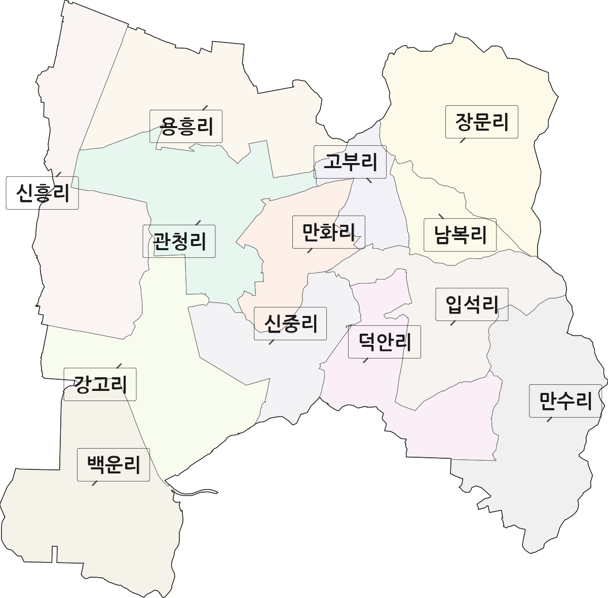 전북특별자치도 정읍시 고부면 법정동 리 구분 행정구역 경계 지도